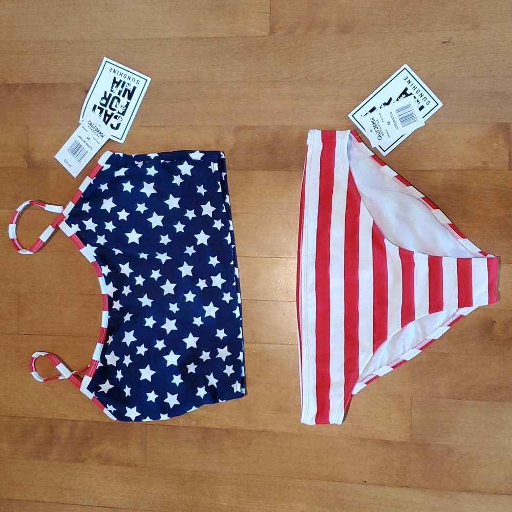 California Sunshine Stars & Stripes Bikini Set - Navy/Red/White